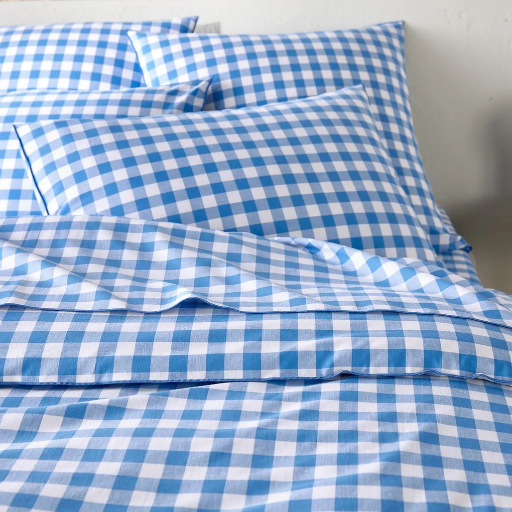 Dekbedovertrek in katoen Veldi blauw