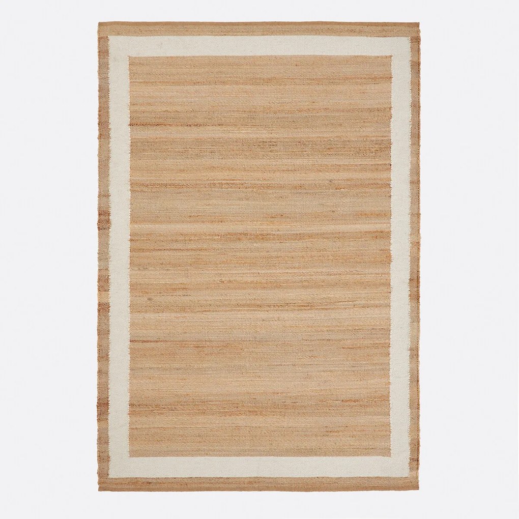 Vloerkleed in jute en wol met rand, Arian