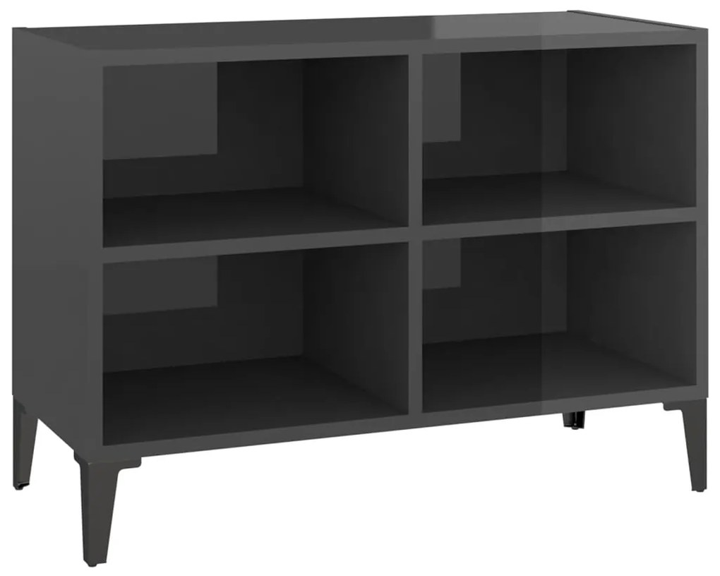 vidaXL Tv-meubel met metalen poten 69,5x30x50 cm hoogglans grijs
