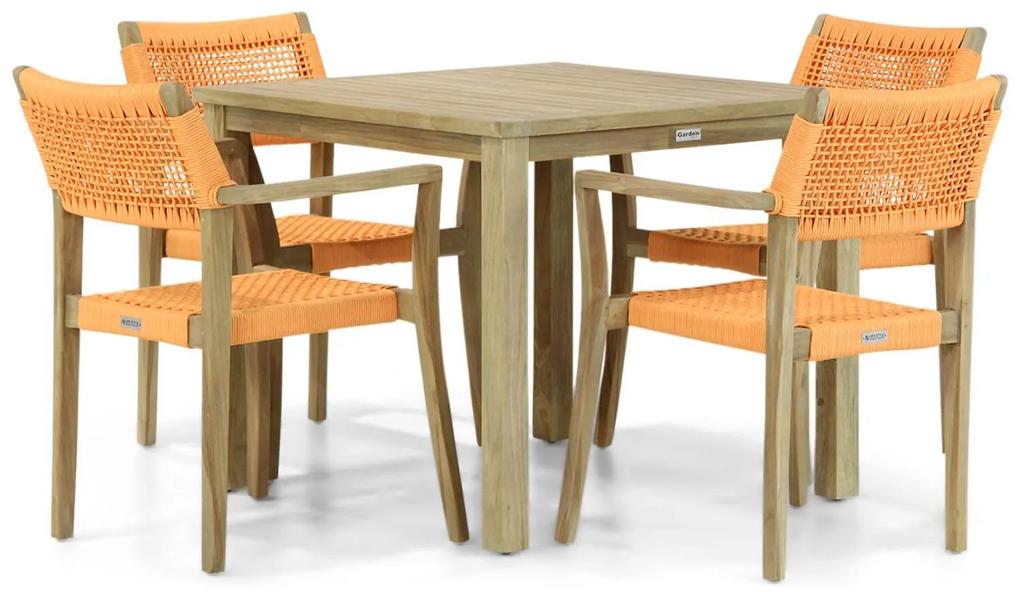 Tuinset 4 personen 90 cm Outdoor textiel Oranje Lifestyle Garden Furniture Dallas/Bristol