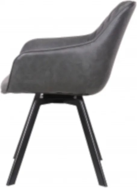 Eetkamerstoel - Ringo - Draaibaar - Lederlook antraciet