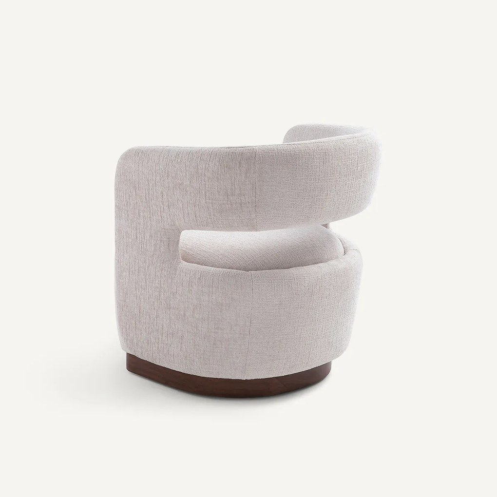 Fluwelen draaifauteuil met walnootfineer onderstel, JESPER