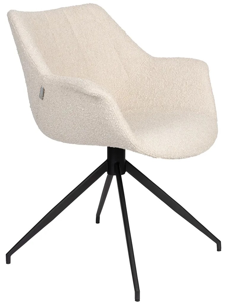 Zuiver Doulton Swivel Design Eetkamerstoel Draaibaar Wit Boucle