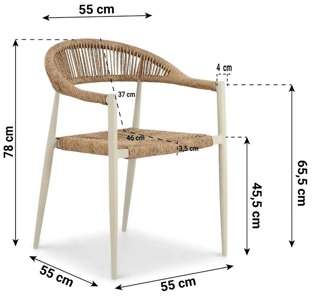 Tuinset 4 personen 90 cm Aluminium/Rope Taupe De Laan Projects