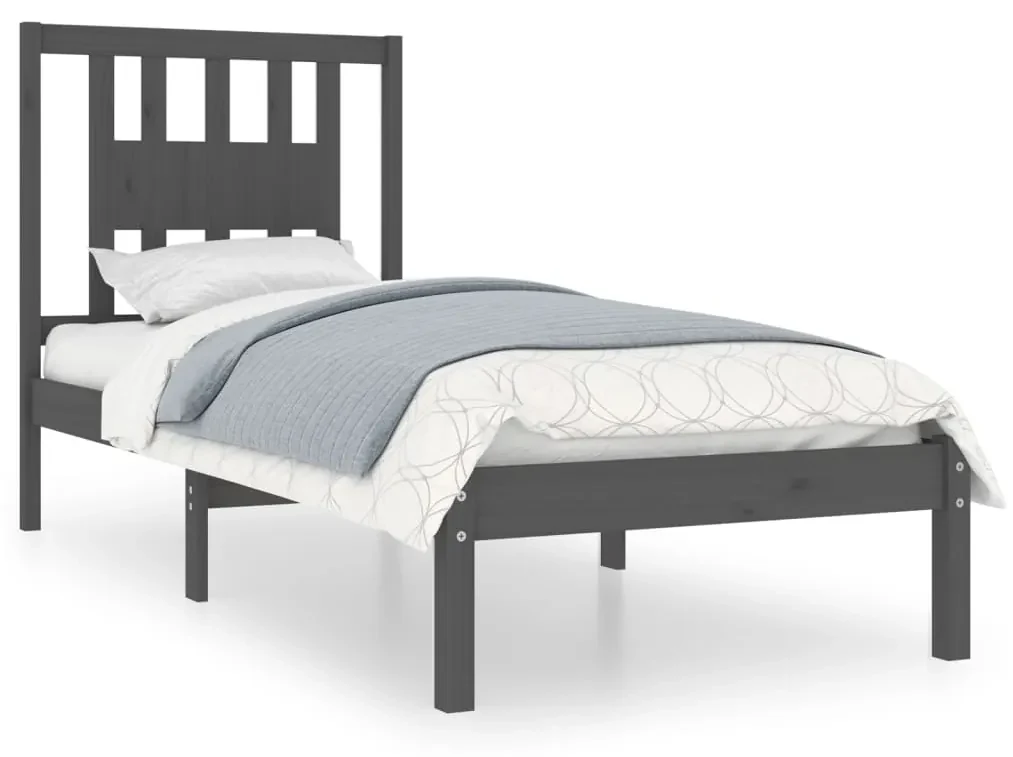 vidaXL Bedframe massief hout grijs 90x190 cm 3FT Single