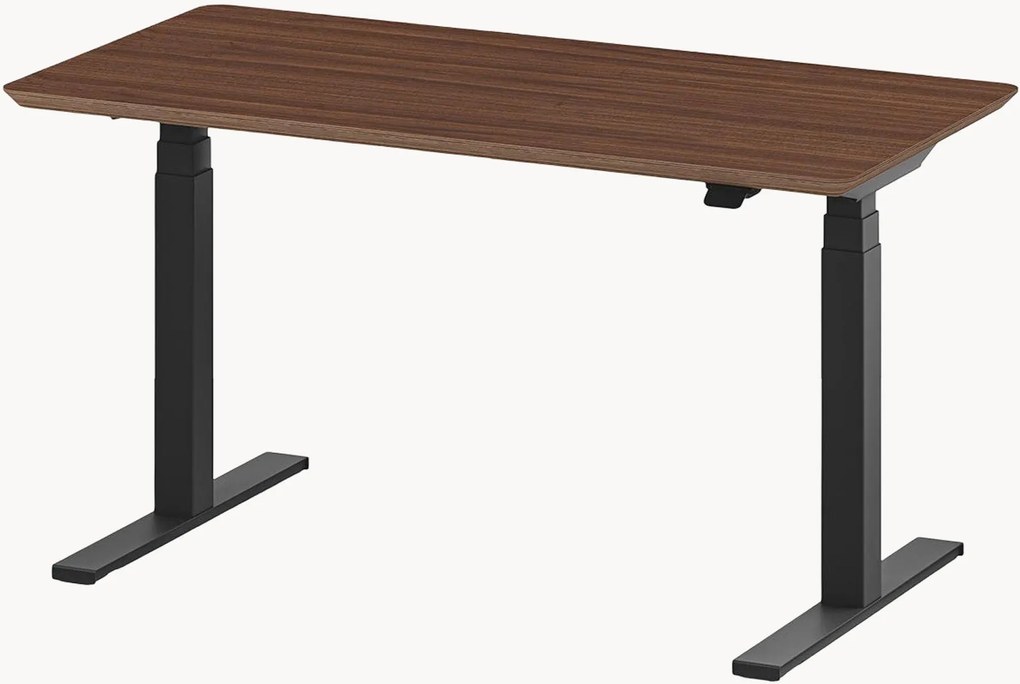 Handgemaakte zit-sta bureau Pro met walnoothouten blad, elektrisch in hoogte verstelbaar