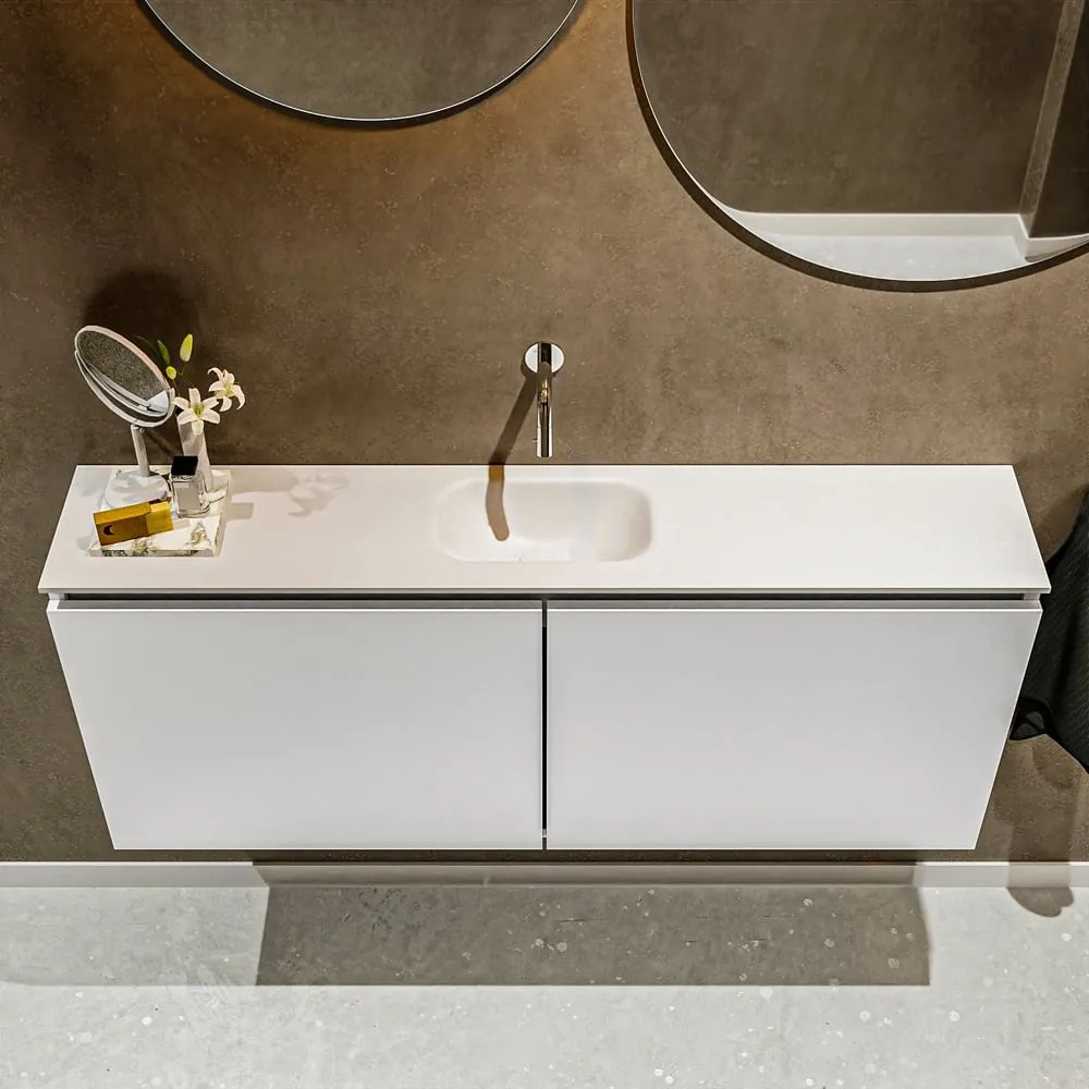 Mondiaz Ture 120cm toiletmeubel talc met wastafel talc midden geen kraangat