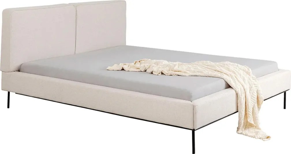 Gestoffeerd Bedframe Beige Stof 180 Cm
