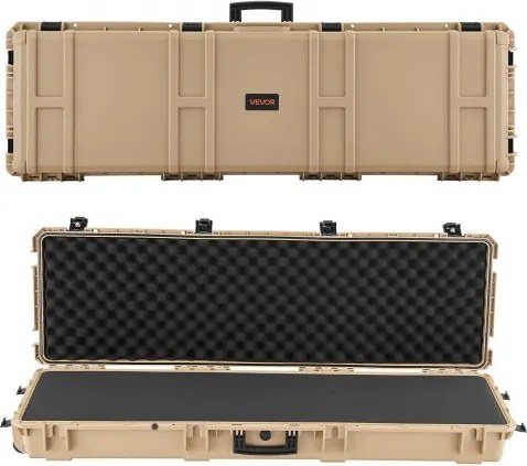 VEVOR Hard Shell Gun Case voor lange geweren, afsluitbare geweerkoffer met voorgesneden schuim, lange geweerkoffer, oprolbaar, IP67 waterdicht, 139,1 x 43,5 x 18,8 cm, kaki