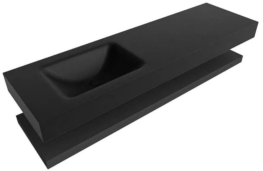 Zaro Alan badmeubel 160cm met planchet urban en vrijhangende wastafel cloud links zonder kraangat urban