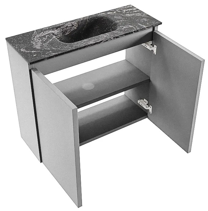 Mondiaz Ture DLux toiletmeubel 60cm plata met wastafel lava midden met kraangat