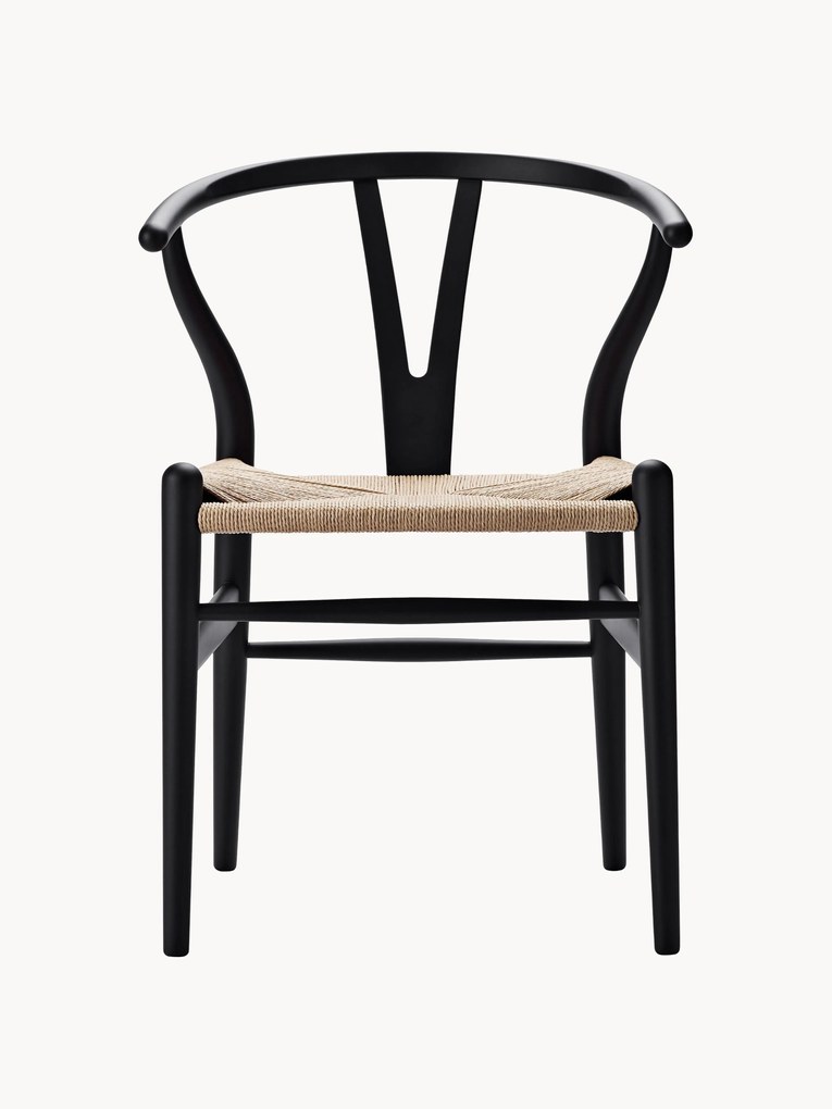 Houten stoel CH24 Wishbone Chair met handgevlochten zitvlak