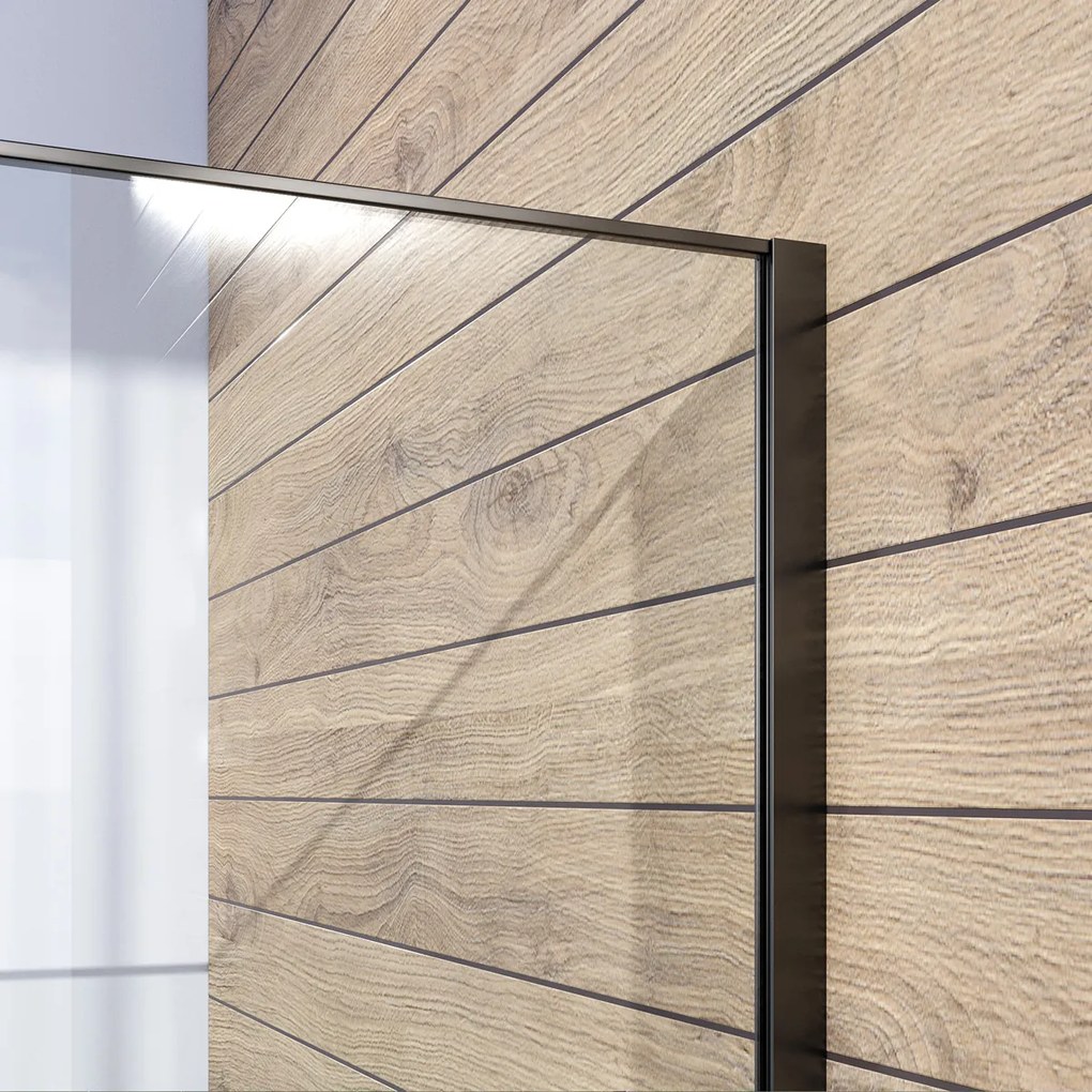 Brauer Gunmetal Frame inloopdouche helder glas 90x200 met muurprofiel en lijst rondom gunmetal geborsteld