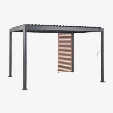 Bioclimatische Aluminiumpergola Met Lamellen En Druvia-paneel Grafietgrijs - Kastanjehoutbruin & Pergola Van 3x4x2,6 M Met 1 Paneel Van 92,5 Cm -