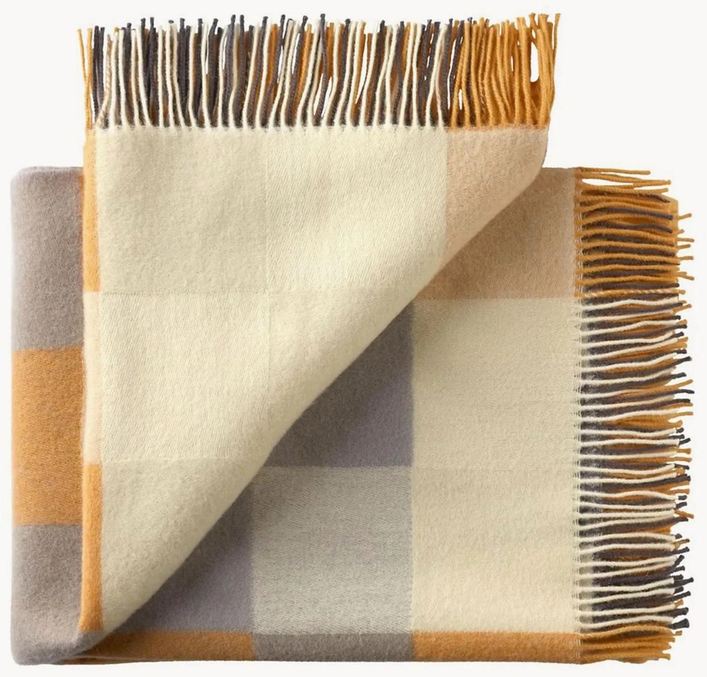 Wollen plaid Plain met franjes