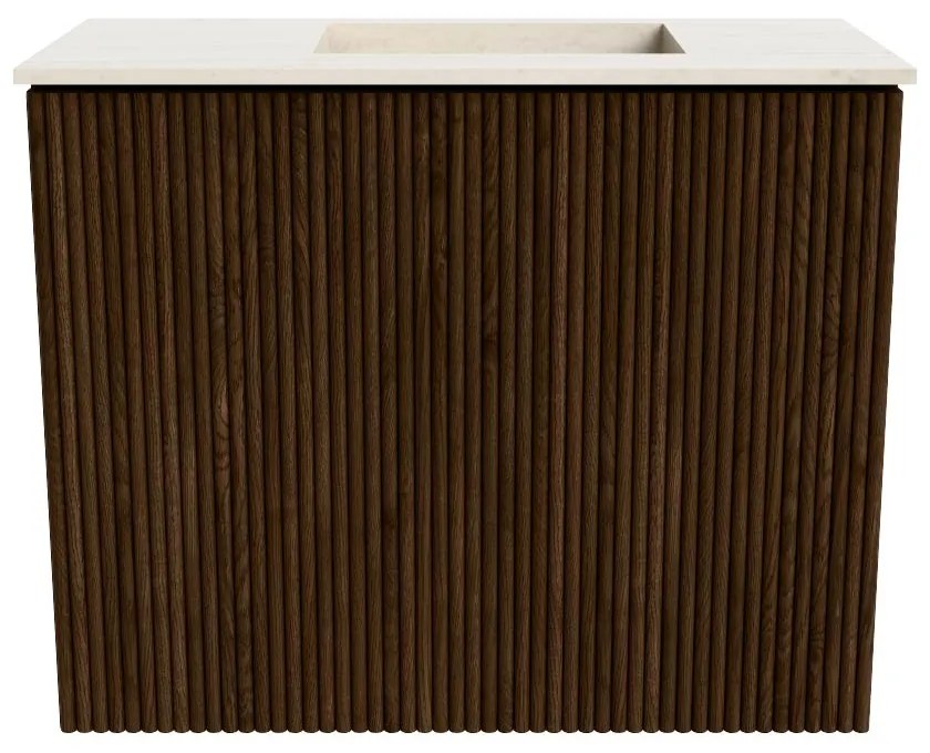 Mondiaz Joya DLux 50cm toiletmeubel walnut met wastafel faye rechts 1 kraangat meli