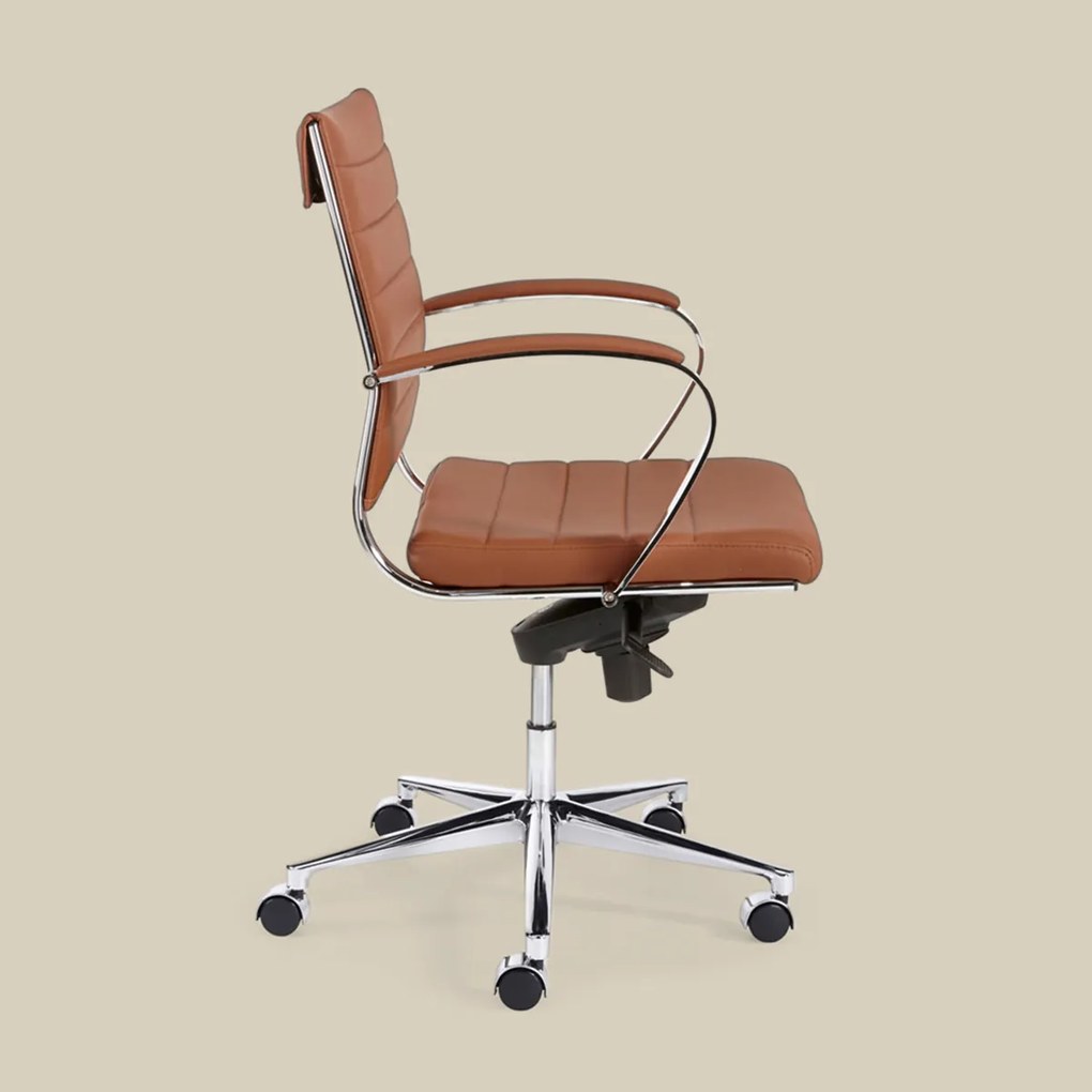 Design Bureaustoel Van Bruin PU-leder
