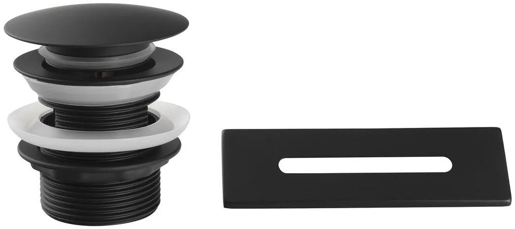 Aqualine bad set met overloop en afvoer zwart mat