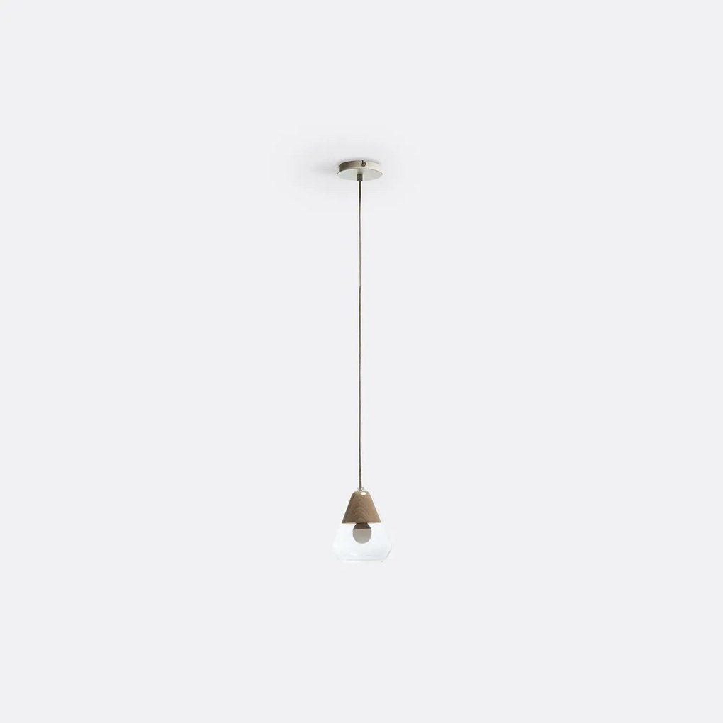 Hanglamp in glas en houtØ14 cm, Nasoa
