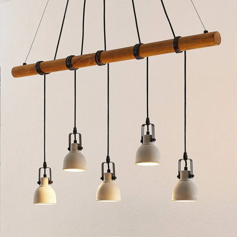 Mirka LED hanglamp door beton en hout - lampen-24