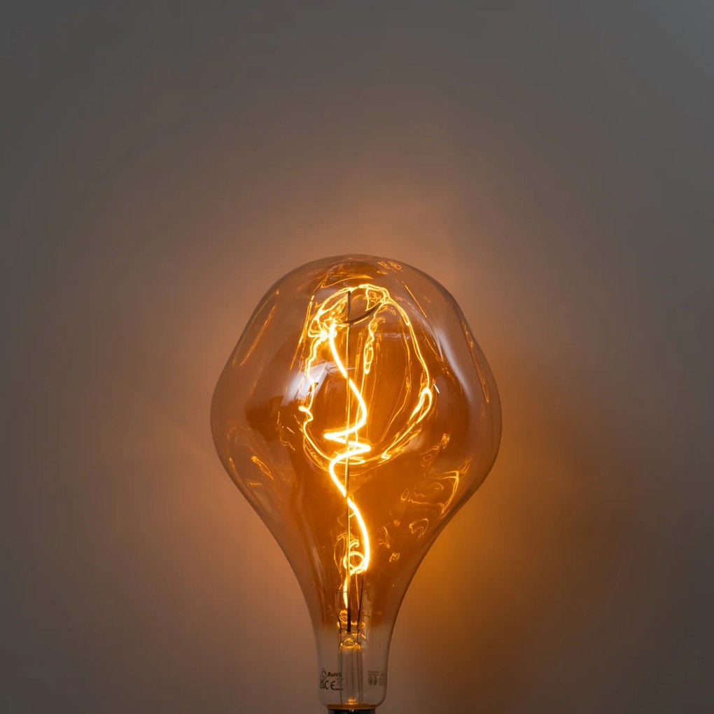 E27 dimbare LED lamp spiraal filament PS160 spiegel goud 6W 100 lm 1800K