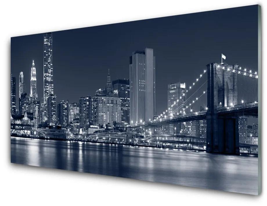 Glazen schilderij Bridge city architectuur 100x50 cm