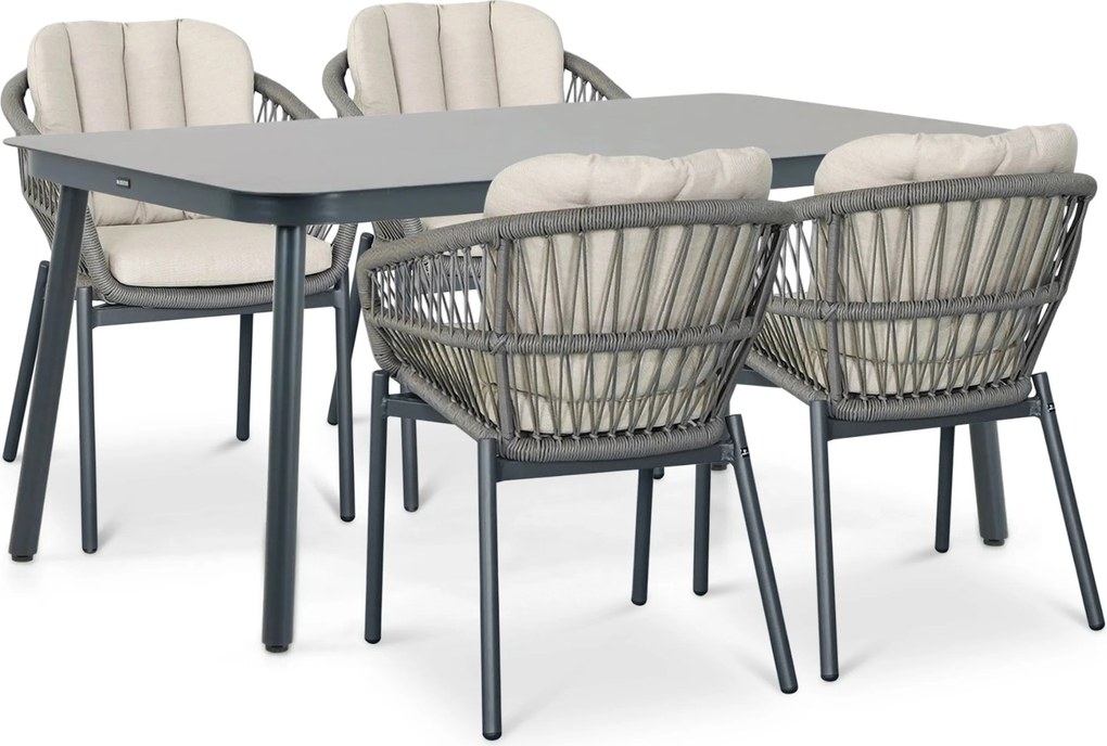 Tuinset 4 personen 160 cm Rope Grijs De Laan Projects