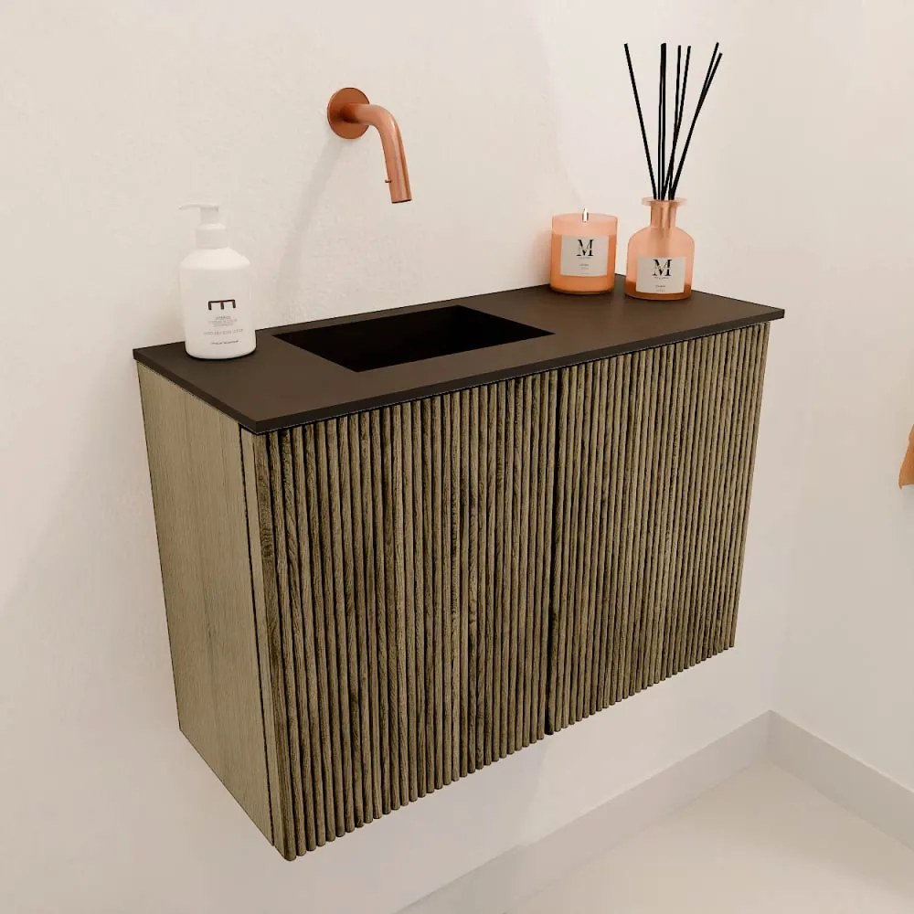 Mondiaz Joya 60cm toiletmeubel dusk met wastafel faye links zonder kraangat urban