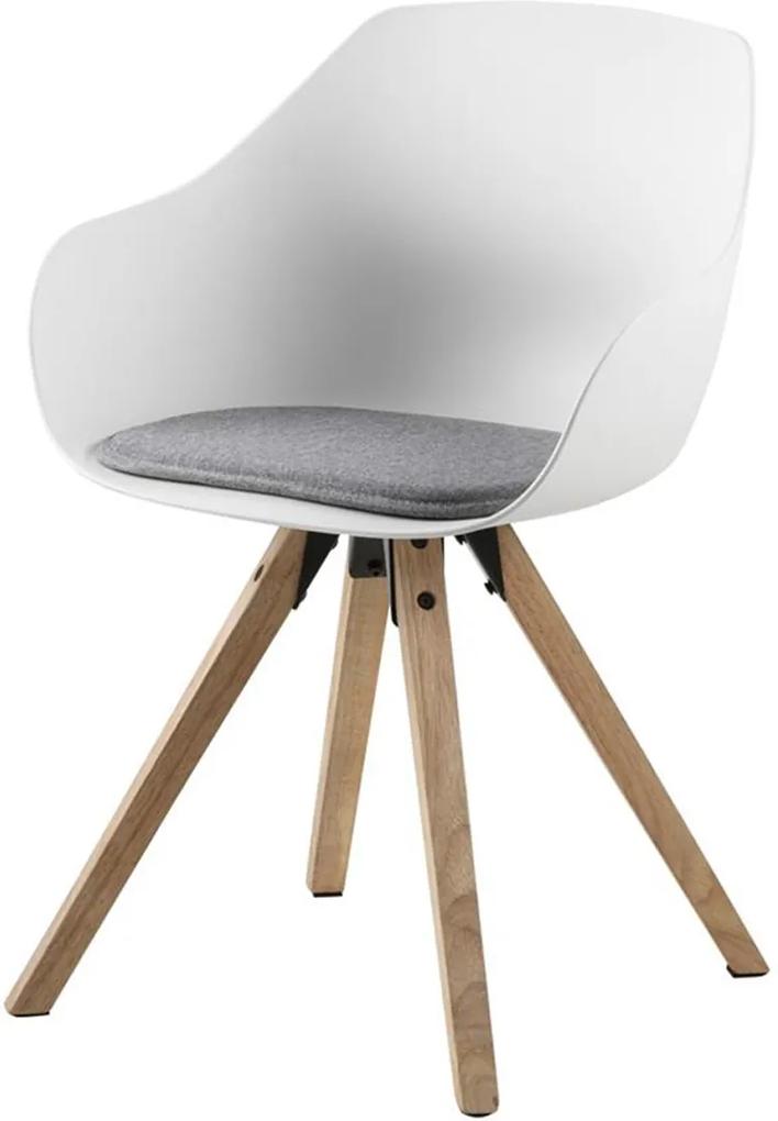 Lisomme Kunststof eetkamerstoel - Rene - Houten onderstel - Wit - Kuipstoel - kunststof eetkamerstoel - moderne stoel - tijdloze uitstralig