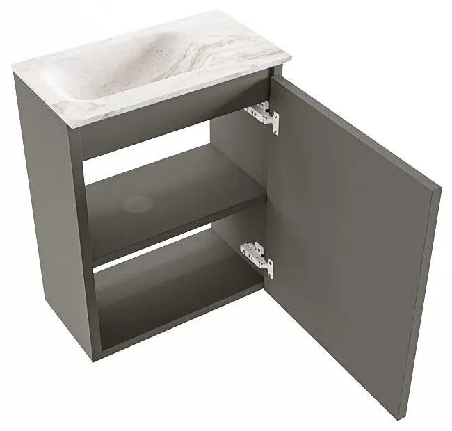 Mondiaz Ture DLux toiletmeubel 40cm smoke met wastafel frappe links met kraangat