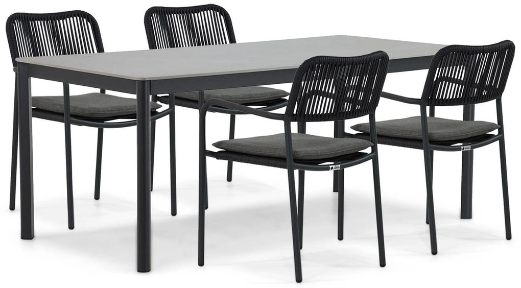 Tuinset 4 personen 180 cm Aluminium/rope Grijs Coco Penya/Como