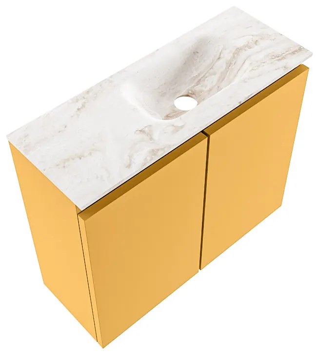 Mondiaz Ture DLux toiletmeubel 60cm ocher met wastafel frappe rechts zonder kraangat