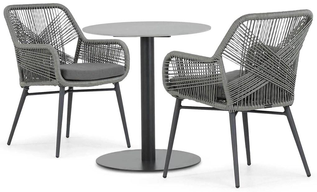 Bistroset 2 personen 70 cm Aluminium/wicker Grijs Lifestyle Garden Furniture Advance/Como