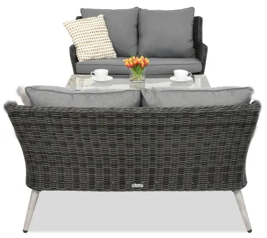 Garden Point antraciet Bilbao Coffee tuinmeubelen met kleine tafel voor 4 personen
