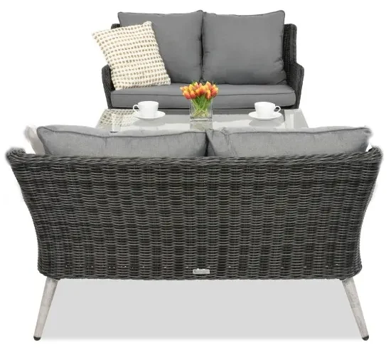 Garden Point antraciet Bilbao Coffee tuinmeubelen met kleine tafel voor 4 personen