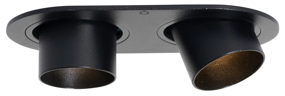 Afgeronde inbouwspot zwart GU10 35mm kantelbaar 2-lichts - Installa Modern GU10 ovaal Binnenverlichting Lamp