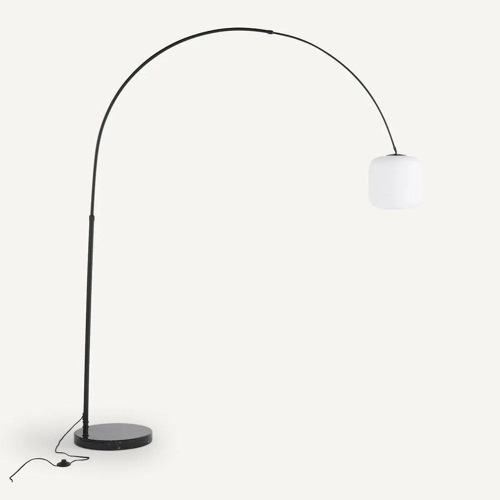Gebogen staande lamp, opaline en marmer, Elita
