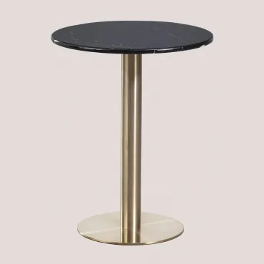 Ronde Bartafel In Marmer Cosmopolitan Zwart & Ø60 Cm & Champagne Goud - Sklum