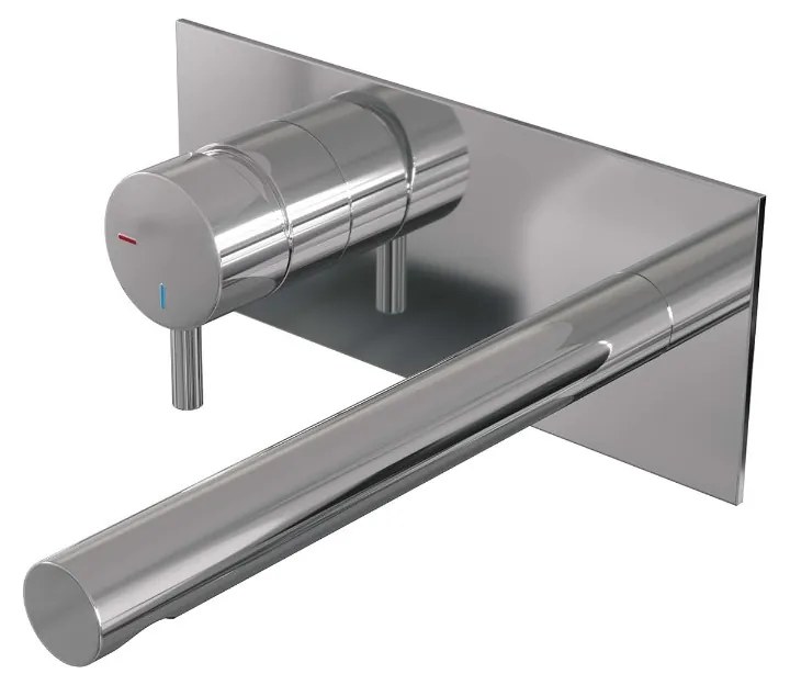 Brauer Chrome Edition ColdStart wastafelkraan inbouw rechte uitloop met achterplaat model B2 chroom