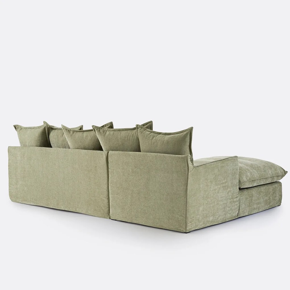 Hoekbank links, afneembare hoes, 4 zits, in gevlekt polyester, ODNA