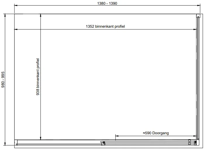 van Rijn ST06 douchecabine met 140cm softclose deur en helder glas chroom 140x100cm