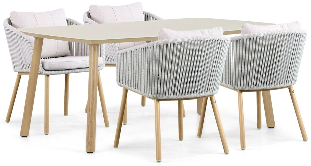 Tuinset 4 personen 180 cm Aluminium/rope Grijs Lifestyle Garden Furniture Bloom/Bloom