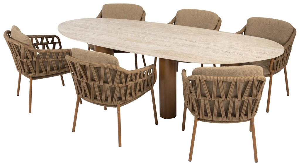 Estate Biarritz dining tuinset 240x105xH75 cm mango 7 delig keramiek amber 4 Seasons Outdoor