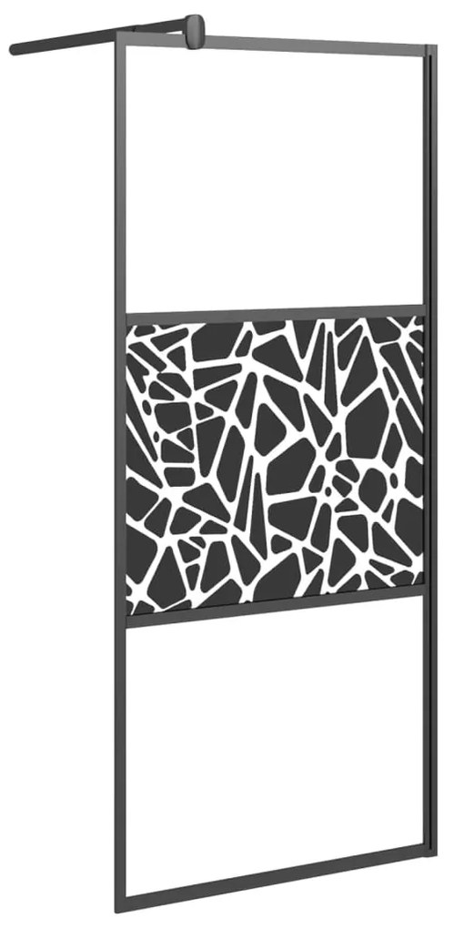 vidaXL Inloopdouchewand met stenenmotief 80x195 cm ESG-glas zwart