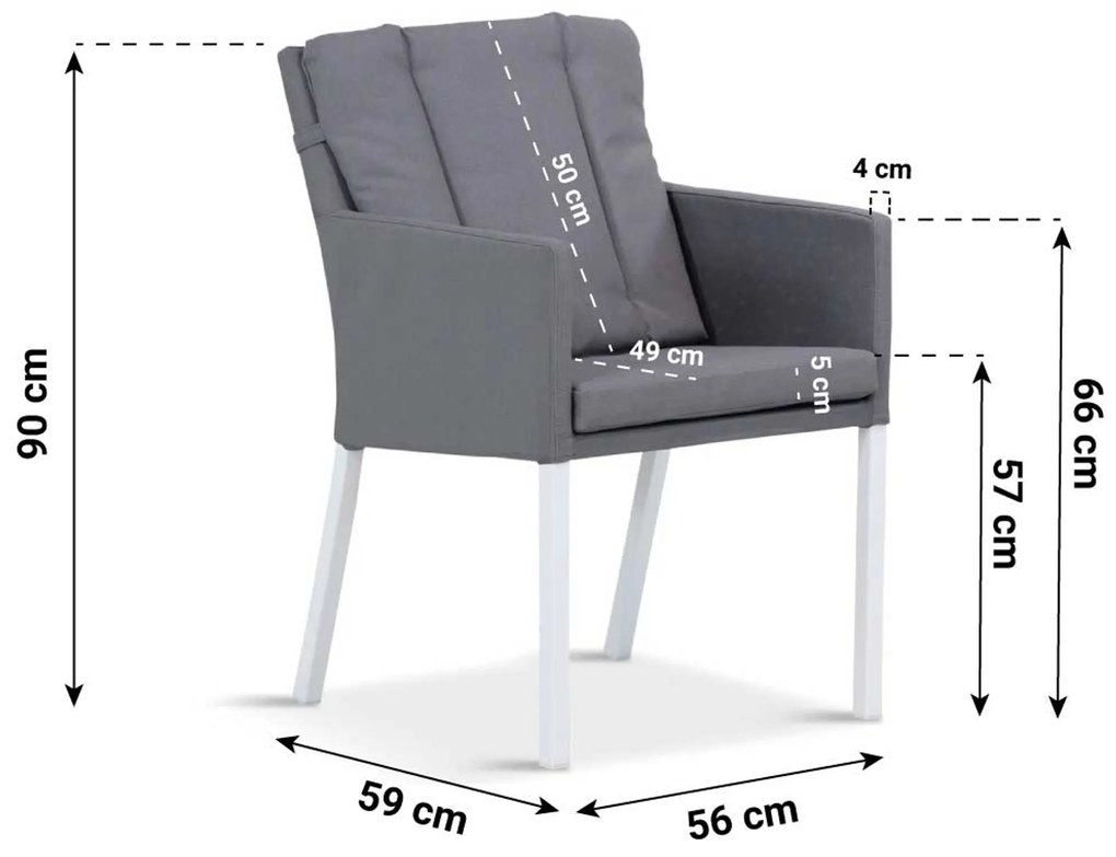 Tuinset 4 personen 180 cm Outdoor textiel Wit Lifestyle Garden Furniture Parma/Talai