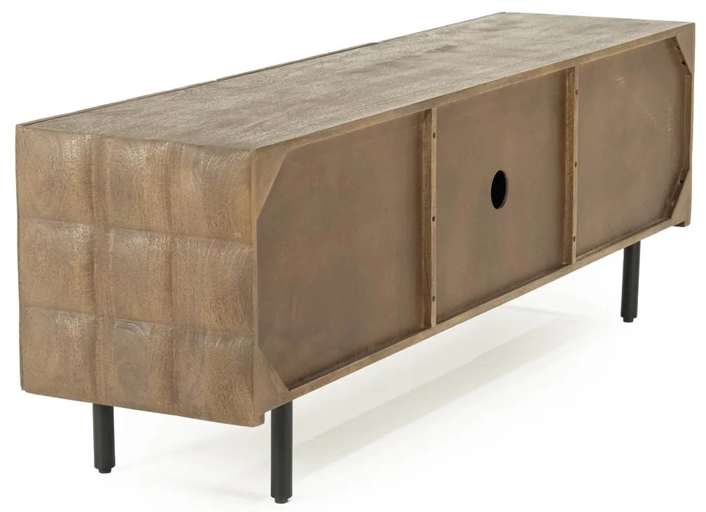 Eleonora Felix Tv-meubel Mangohout Met Vierkantjes 162 Cm - 162x41.5x54cm.