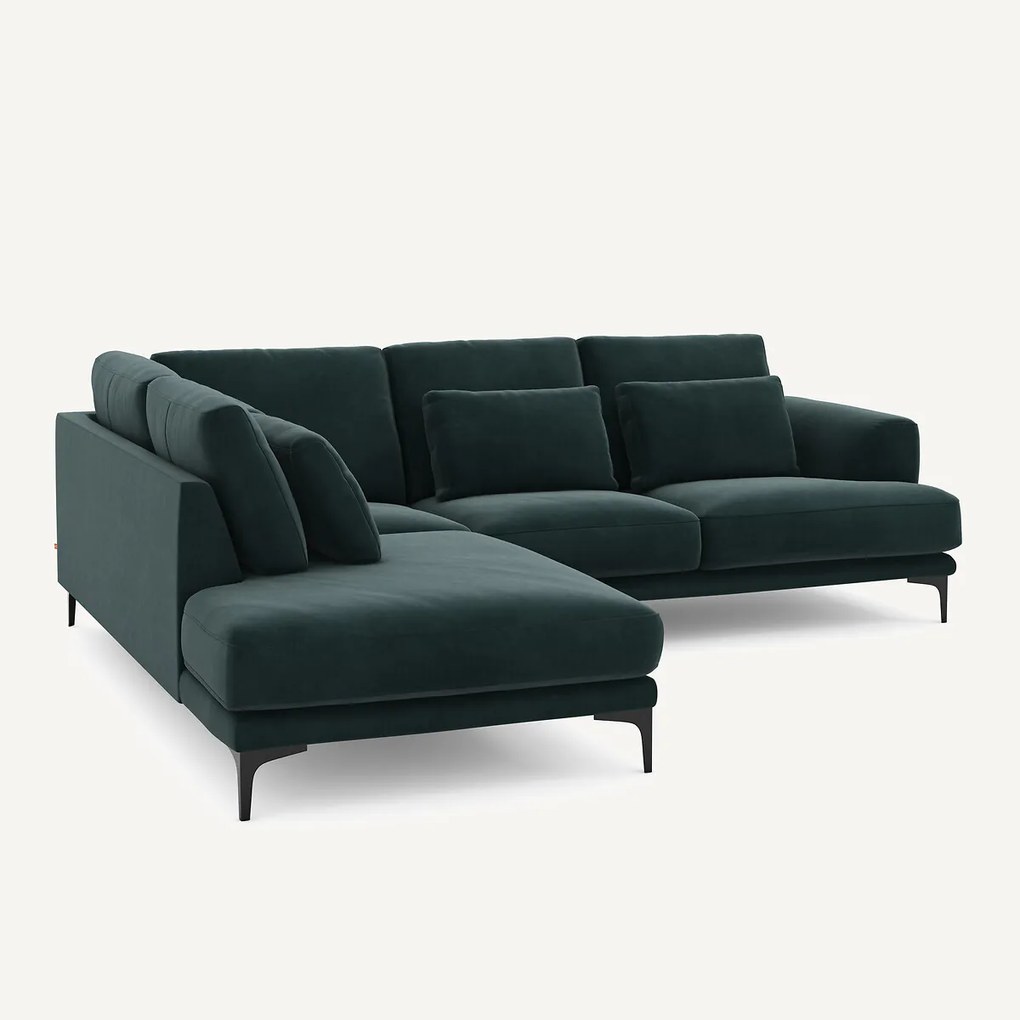 Linkse hoekbank met leuning in fluweel, Marsile