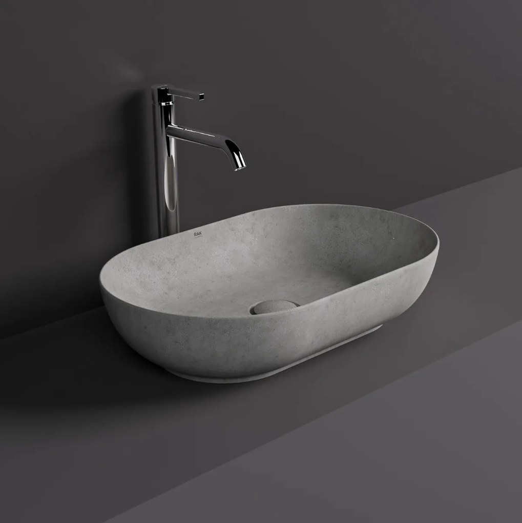 Rak Skin ovale waskom 55x35cm grijs beton