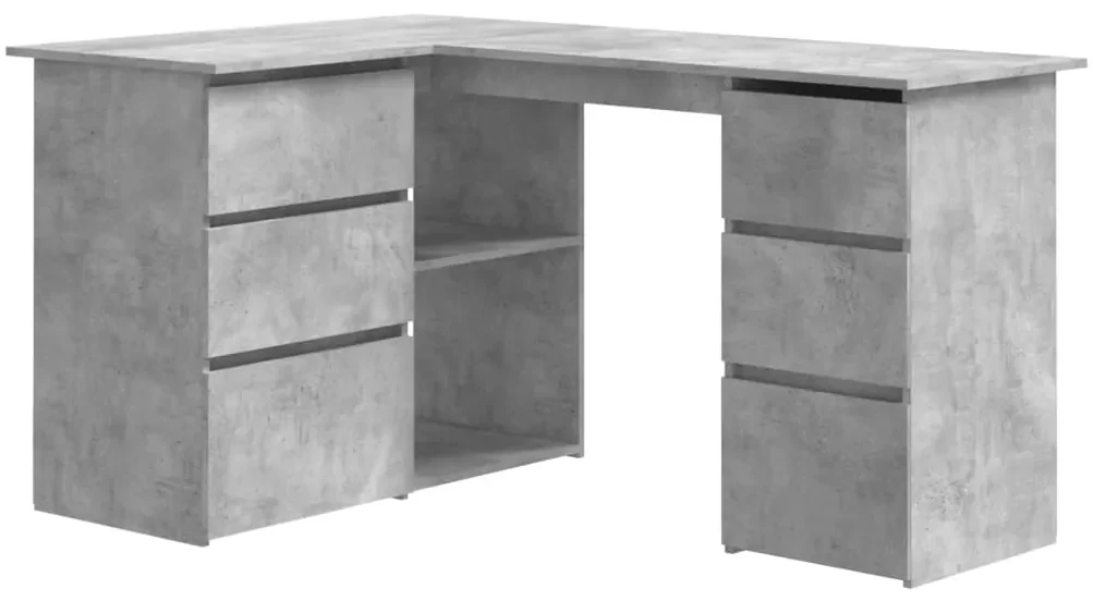 vidaXL Hoekbureau 145x100x76 cm bewerkt hout betongrijs