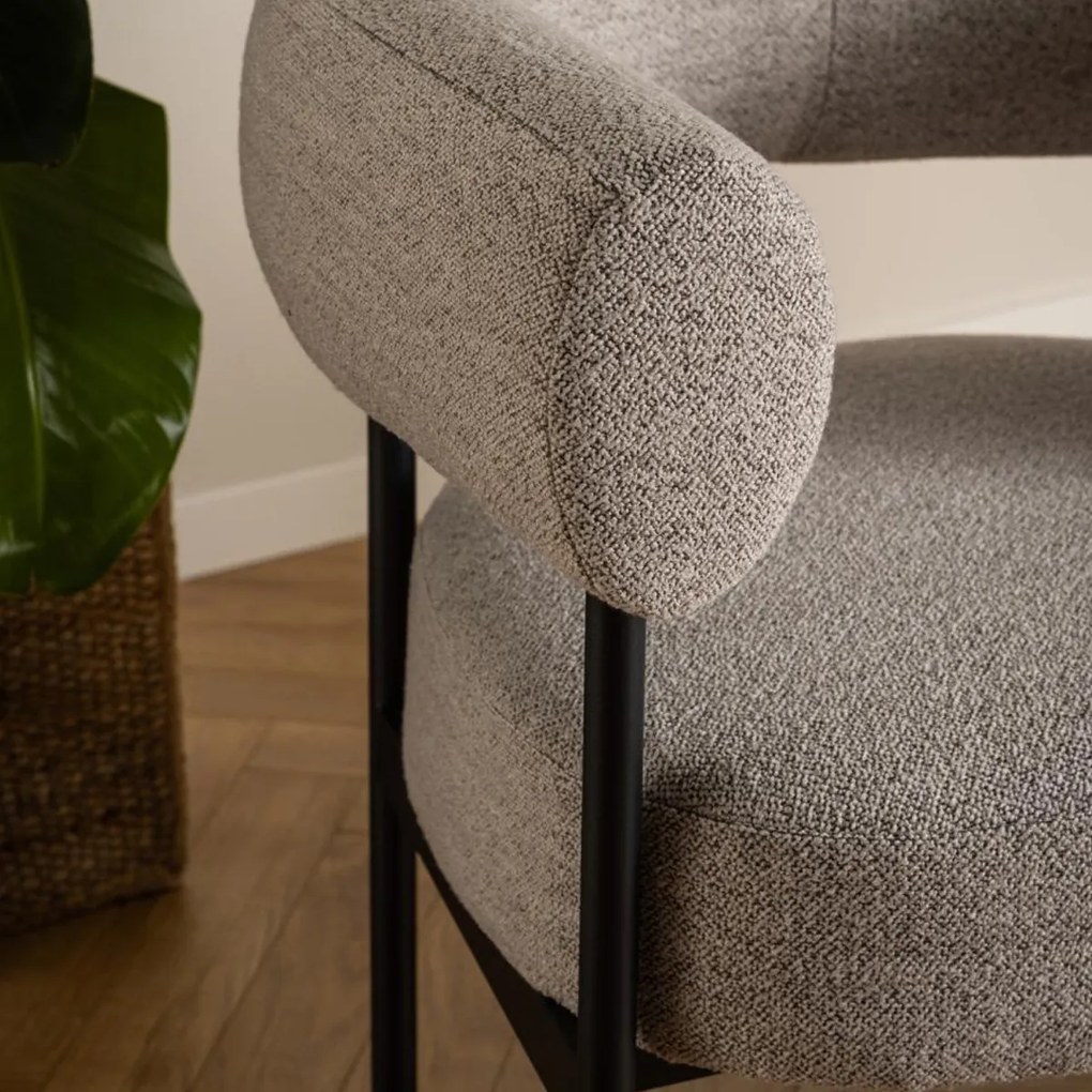 Beige Design Fauteuil Met Ronde Rug